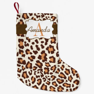 Custom Leopard Print Brown Tan Cream Stocking