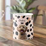 Custom Leopard Print Dog Photo with Name Coffee Mug<br><div class="desc">Enjoy your morning coffee with a personalized touch using this custom leopard print coffee mug featuring a photo of your beloved dog and their name. The trendy pastel pink leopard print design adds a stylish flair, making it a perfect gift for pet lovers and a unique addition to your kitchenware....</div>
