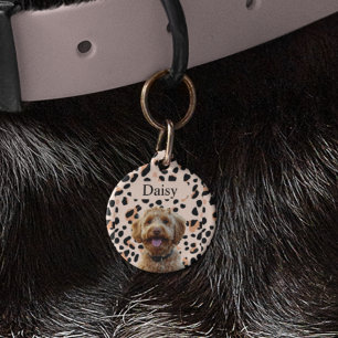 Custom Leopard Print Dog Photo with Name  Pet Tag