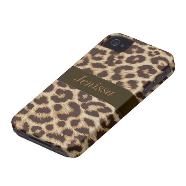 Custom Leopard Print iPhone 4/4S Case Mate Case (Bottom)