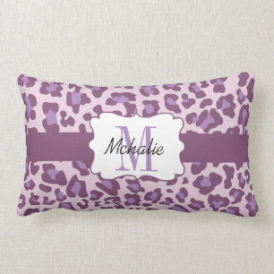 Custom Leopard Print Purple Lavender Lumbar Pillow