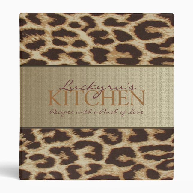 Custom Leopard Print Recipe Binder (Front)