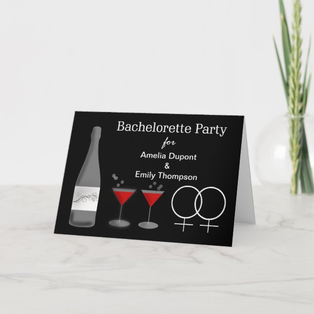 Custom Lesbian Bachelorette Party Invitation (Front)
