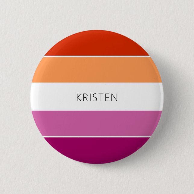 Custom Lesbian Flag Colours Stripes With Name 2 Inch Round Button (Front)