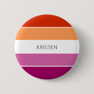 Custom Lesbian Flag Colours Stripes With Name 2 Inch Round Button