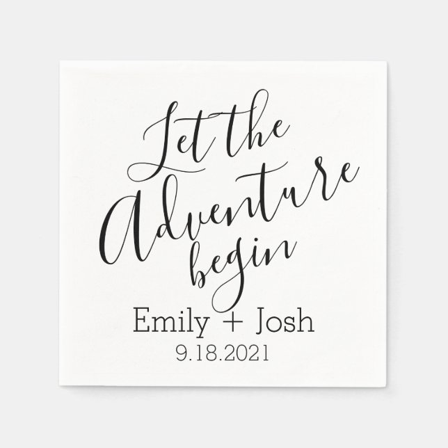 Custom Let the adventure begin personalized napkin (Front)