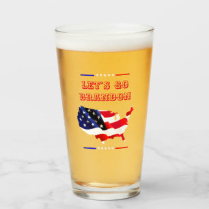 Custom LET'S GO BRANDON Trump 2024 US Flag MAGA Glass