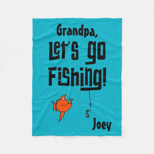 Custom Let's Go Fishing! Fleece Blanket (Front)