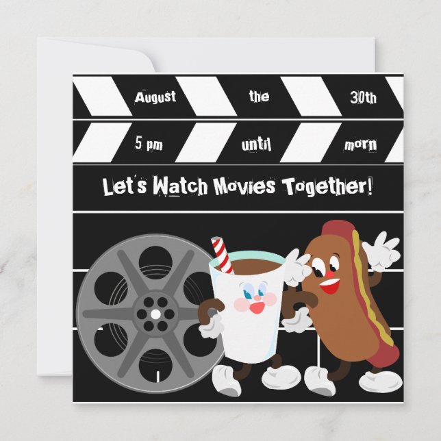 Custom Let's Watch Movies Birthday Invitations (Front)