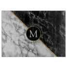 Custom Letter Black White Marble Cutting Board