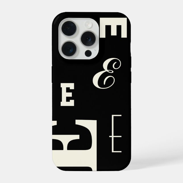 Custom Letter, Colour Pop Monogram, Black & Cream iPhone Case (Back)