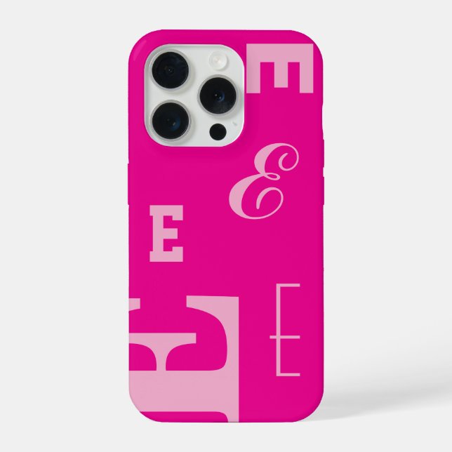 Custom Letter, Colour Pop Monogram, Hot Pink iPhone Case (Back)