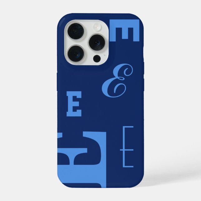 Custom Letter, Colour Pop Monogram, Navy & Blue iPhone Case (Back)