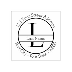 Custom Letter "L" Monogram Name And Return Address Rubber Stamp