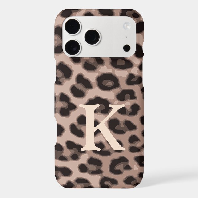 Custom Letter Leopard Print Phone Case  (Back)