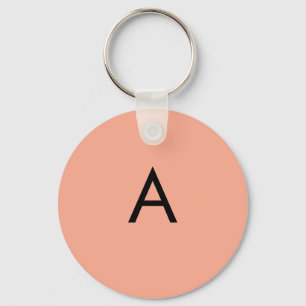Custom Letter Monogram Peach  Keychain