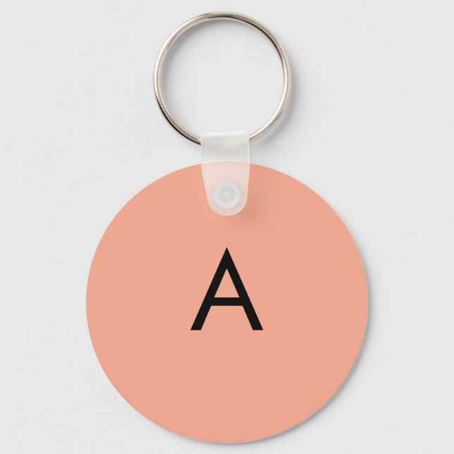 Custom Letter Monogram Peach  Keychain (Front)