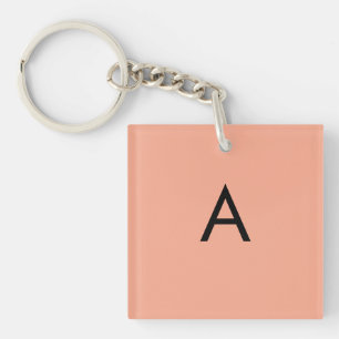 Custom Letter Monogram Peach Keychain