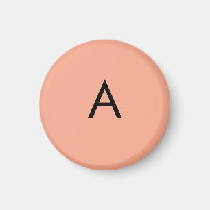 Custom Letter Monogram Peach Magnet