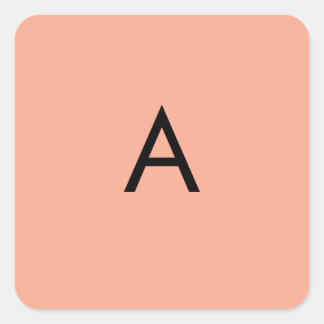 Custom Letter Monogram Peach  Square Sticker