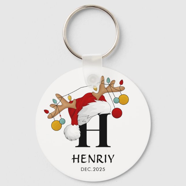 Custom Letter Name Christmas gift Keychain (Front)