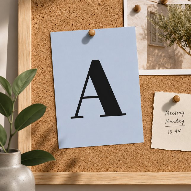Custom Letter Postcard | Blue Initial Mailer Card (Custom initial postcard for teacher notes, student stationery, and personalized decor.)