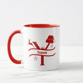 Custom Letter Y Name Christmas Monogram Mug