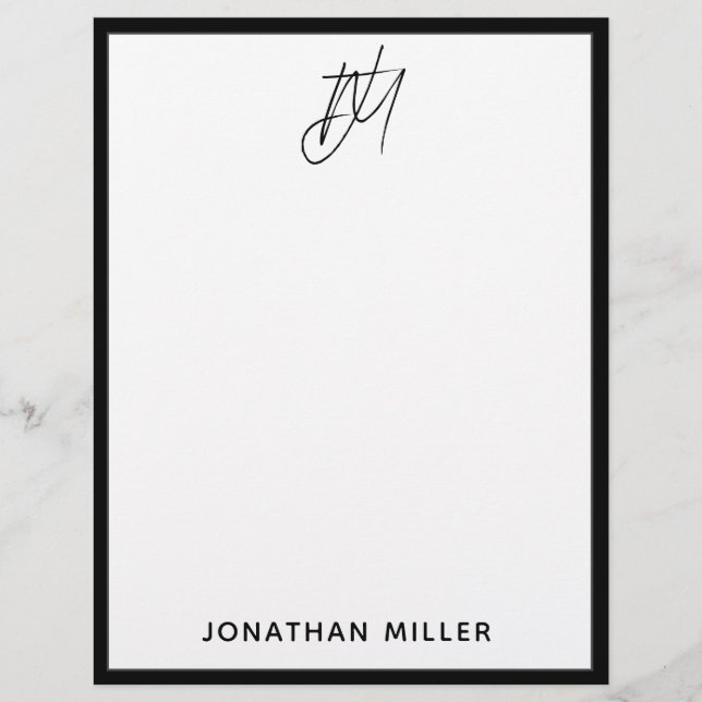 Custom Letterhead with Two-Initial Script Monogram (Front)