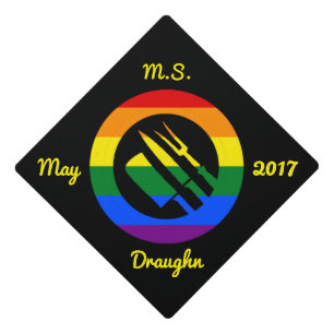 Custom LGBT Pride Rainbow Culinary Arts Hosp. Graduation Cap Topper
