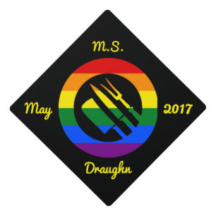 Custom LGBT Pride Rainbow Culinary Arts Hosp. Graduation Cap Topper