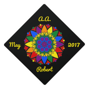 Custom LGBT Pride Rainbow Mandala Graduation Cap Topper