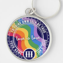 Custom LGBT Rainbow NA AA Recovery Token Keytag