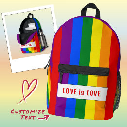 Custom LGBTQ+ Rainbow Flag Love Stripes for Pride Printed Backpack