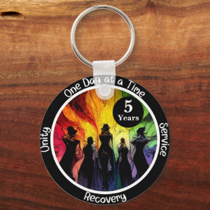 Custom LGBTQ Witchy Recovery Milestone Gift Keychain