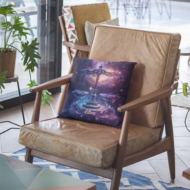 Custom Libra Zodiac Horoscope Fantasy Sun Sign Throw Pillow (Creator Uploaded)
