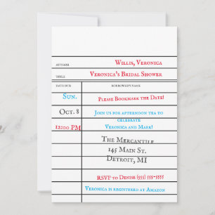 Custom Library Checkout Card Bridal Shower