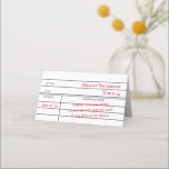 Custom Library Checkout Card Table Seating Card<br><div class="desc">These personalized table seating cards are an adorable addition to your event!  Designed to resemble a library checkout card,  personalize this tent card with your guests' information.  You can even add a custom message!</div>