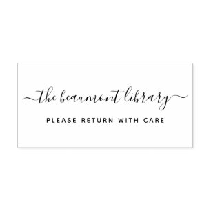 Custom Library Name Modern Please Return With Care Rubber Stamp