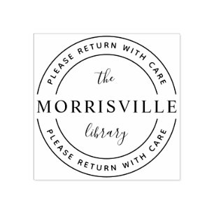 Custom Library Name Wooden Please Return With Care Rubber Stamp