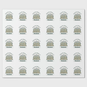 Custom Library of Name Floral Sticker Wrapping Paper