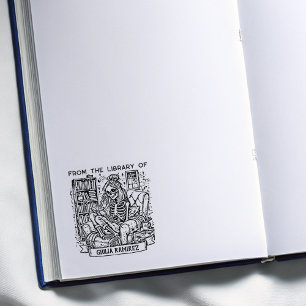 Custom Library Skull Rubber Stamp