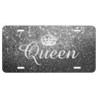 Custom License Plate - Queen Crown Grey Black