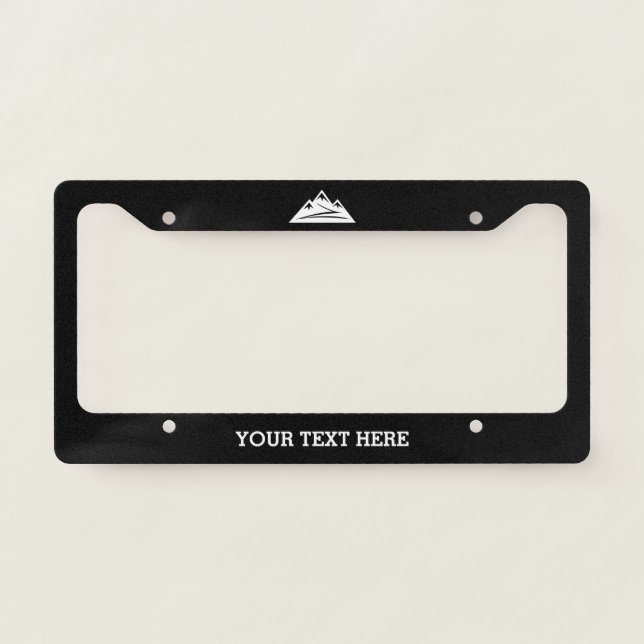 Custom license plate with mountain peak logo license plate frame (Front)