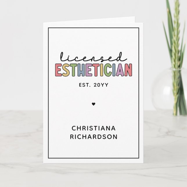 Custom Licensed Aesthetician Cosmetologist Card (Front)