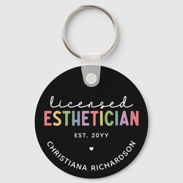 Custom Licensed Aesthetician Cosmetologist Keychain (Front)