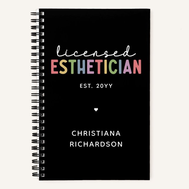 Custom Licensed Aesthetician Cosmetologist Notebook (Front)