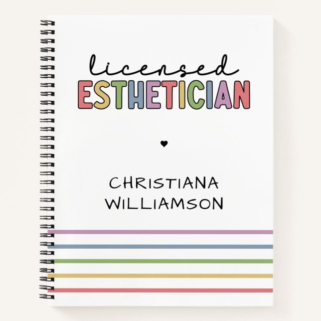 Custom Licensed Aesthetician Cosmetologist Notebook (Front)