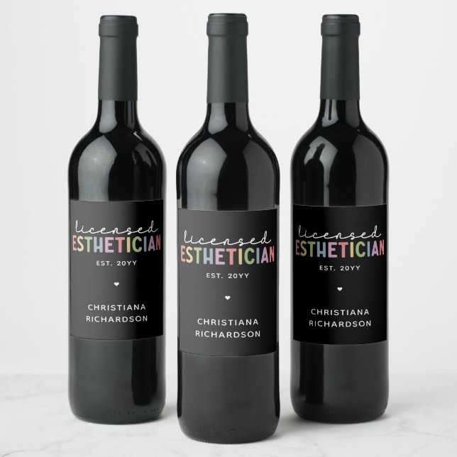 Custom Licensed Aesthetician Cosmetologist Wine Label (Bottles)