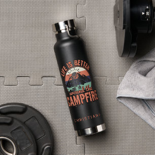 Custom Life is better around the Campfire Camping Water Bottle