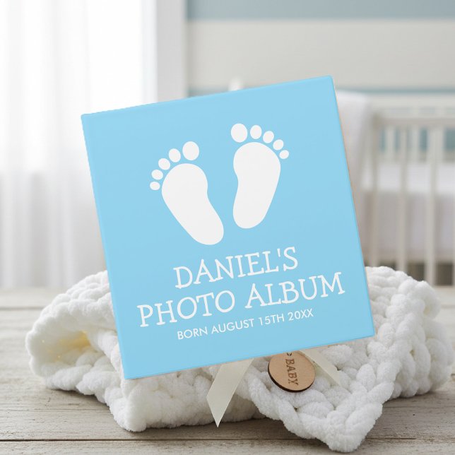 Custom light blue baby book photo album binder (blue baby photo album)
